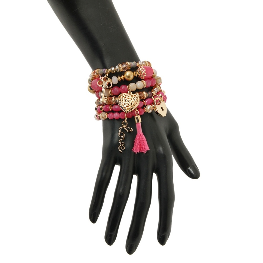 Pink Love Charm Bracelet